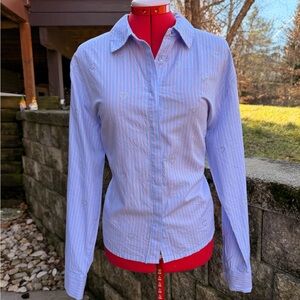 Striped Button Front Shirt with Rhinestone Heart Details